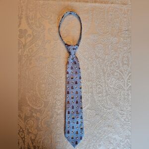 Vintage Club Room Kids Light Blue Easter Bunny Egg Spring Zip Tie 100% Silk RARE